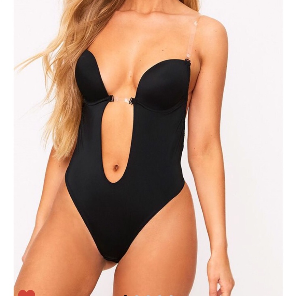 Black Shapewear Plunge Bodysuit
